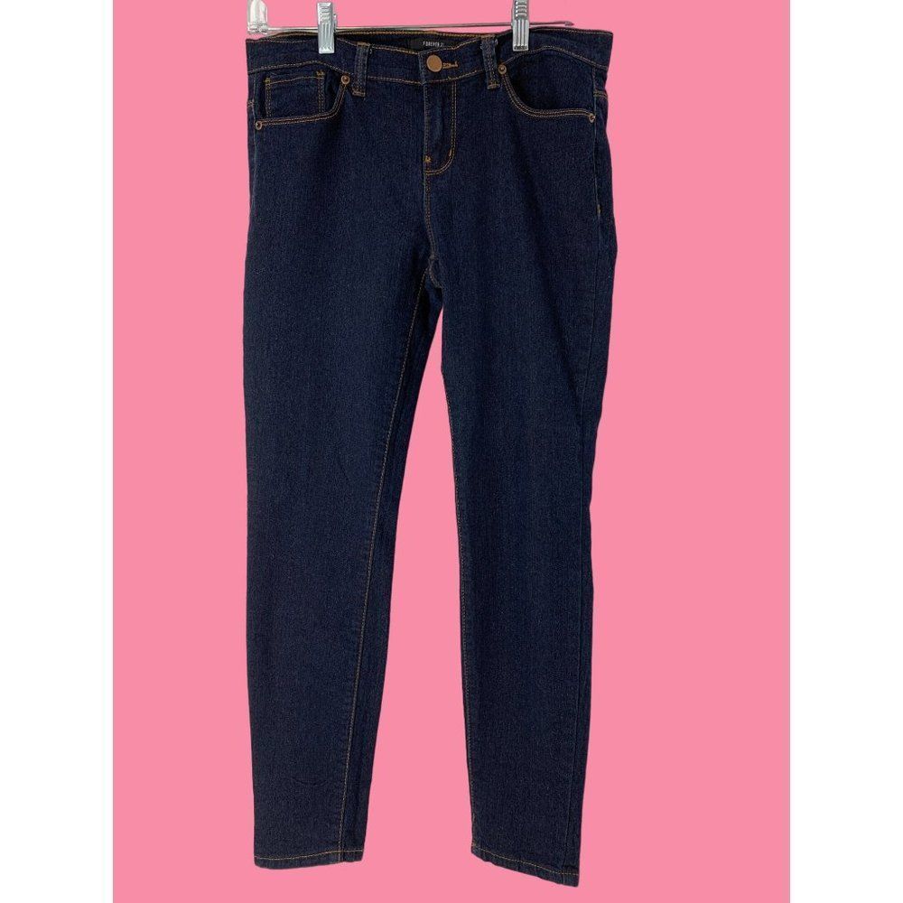 Womens Forever 21 Size 28 Crop Skinny Jeans Mid Rise 5205 Stretch Dark Wash